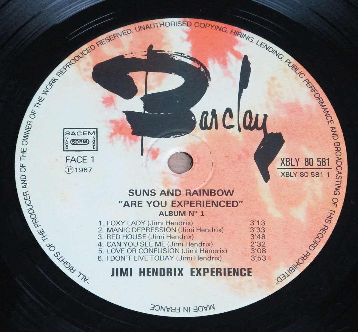 High Resolution Photo of JIMI HENDRIX ARE YOU EXPERIENCED ORIGINAL FRENCH BARCLAY PANACHE  